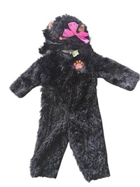 HALLOWEEN COSTUME black cat TWO piece Plush jumpsuit hat cat ears BABY Animal